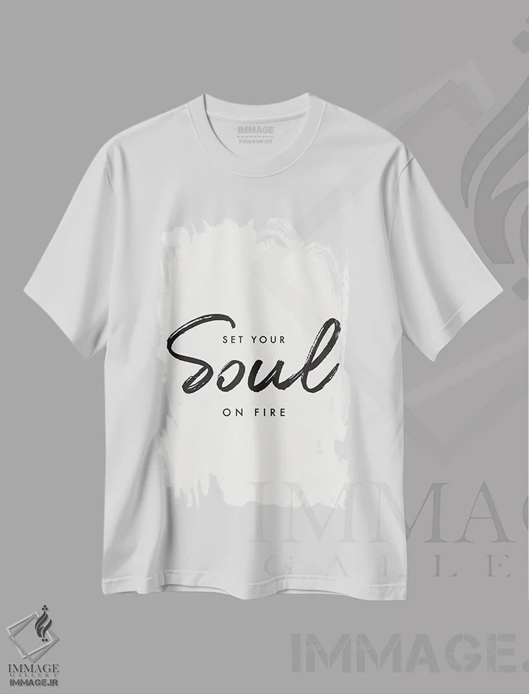 تیشرت سفید طرح دار – تیشرت تایپوگرافی ,روحت را شعله ور کن اثر نیکول باسک فروشگاه ایماژ