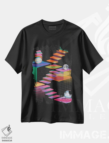 تیشرت مشکی طرح دار – تیشرت گیمینگ ,مراحل بازی اثر نیبرا ویژوالز فروشگاه ایماژ