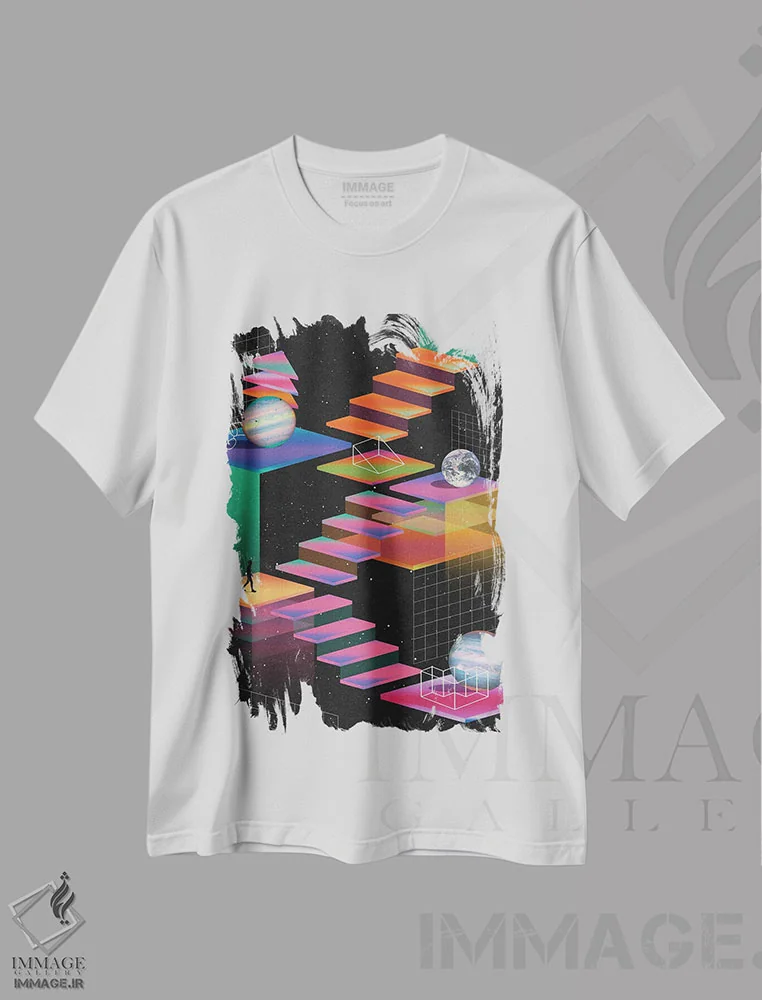 تیشرت سفید طرح دار – تیشرت گیمینگ ,مراحل بازی اثر نیبرا ویژوالز immage.ir