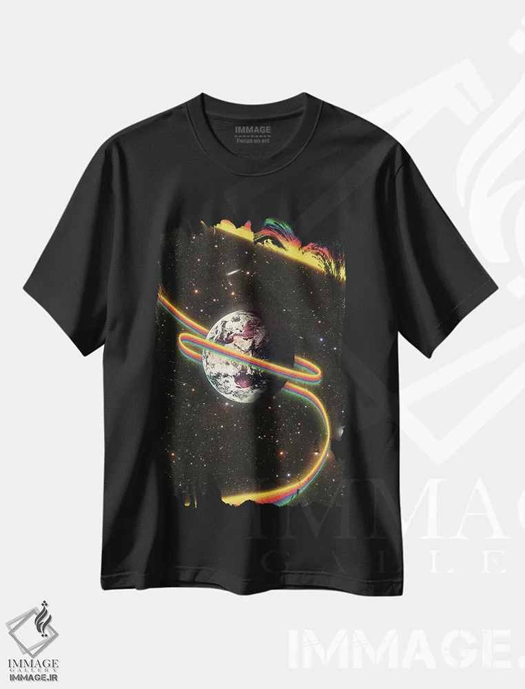 تیشرت مشکی طرح دار – تیشرت سایکدلیک ,رنگین کمان شادمانی اثر نیبرا ویژوالز immage.ir