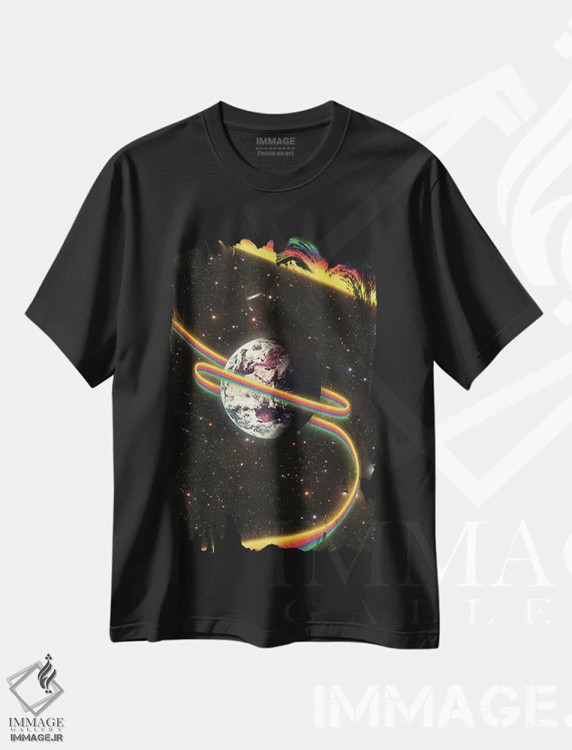 تیشرت مشکی طرح دار – تیشرت سایکدلیک ,رنگین کمان شادمانی اثر نیبرا ویژوالز immage.ir