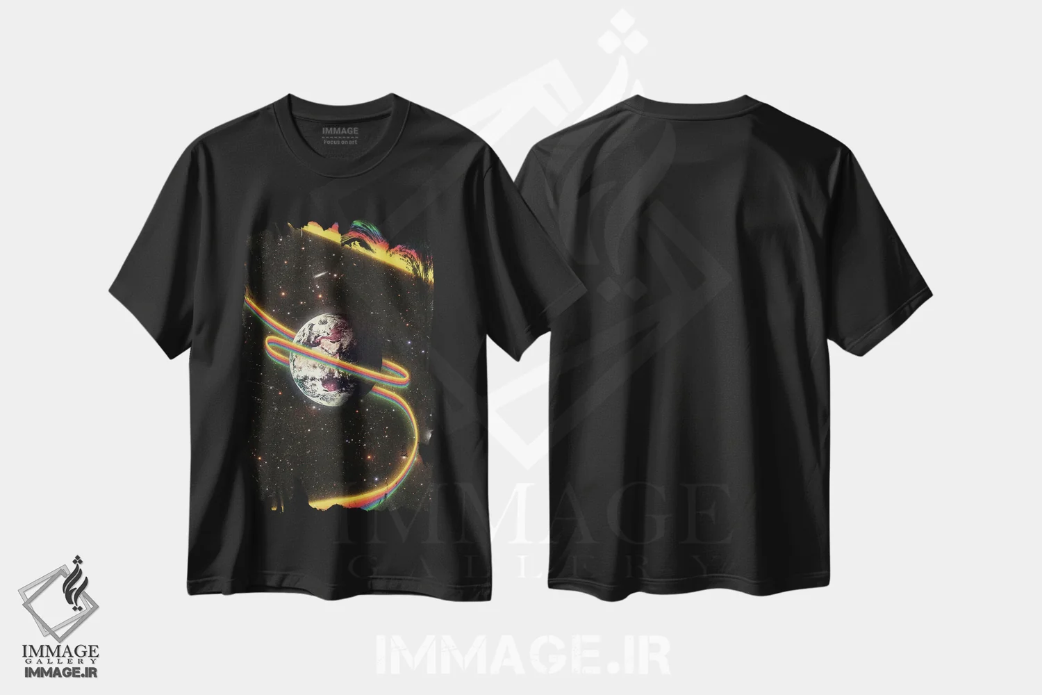 تیشرت مشکی طرح دار – تیشرت سایکدلیک ,رنگین کمان شادمانی اثر نیبرا ویژوالز immage.ir