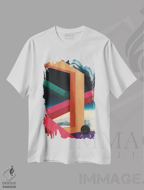 تیشرت سفید طرح دار – تیشرت فانتزی ,زاویه های کیهانی اثر نیبرا ویژوالز فروشگاه ایماژ