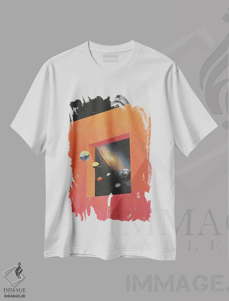 تیشرت سفید طرح دار – تیشرت فانتزی ,ناظر کهکشان اثر نیبرا ویژوالز فروشگاه ایماژ