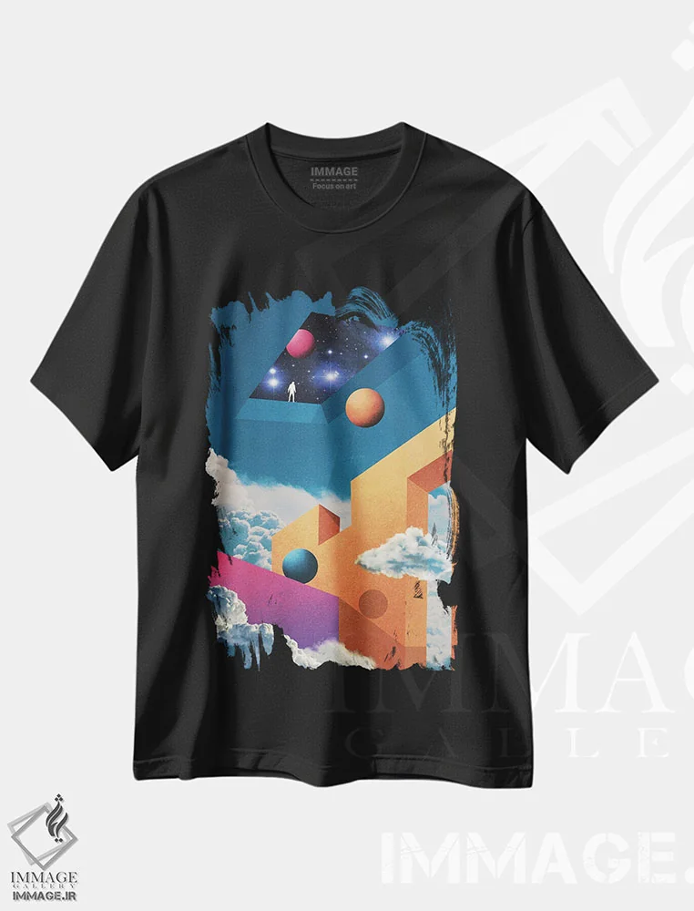 تیشرت مشکی طرح دار – تیشرت فانتزی ,جهان موازی اثر نیبرا ویژوالز فروشگاه ایماژ