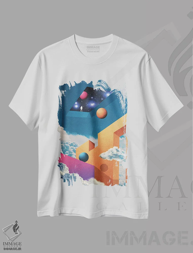 تیشرت سفید طرح دار – تیشرت فانتزی ,جهان موازی اثر نیبرا ویژوالز immage.ir