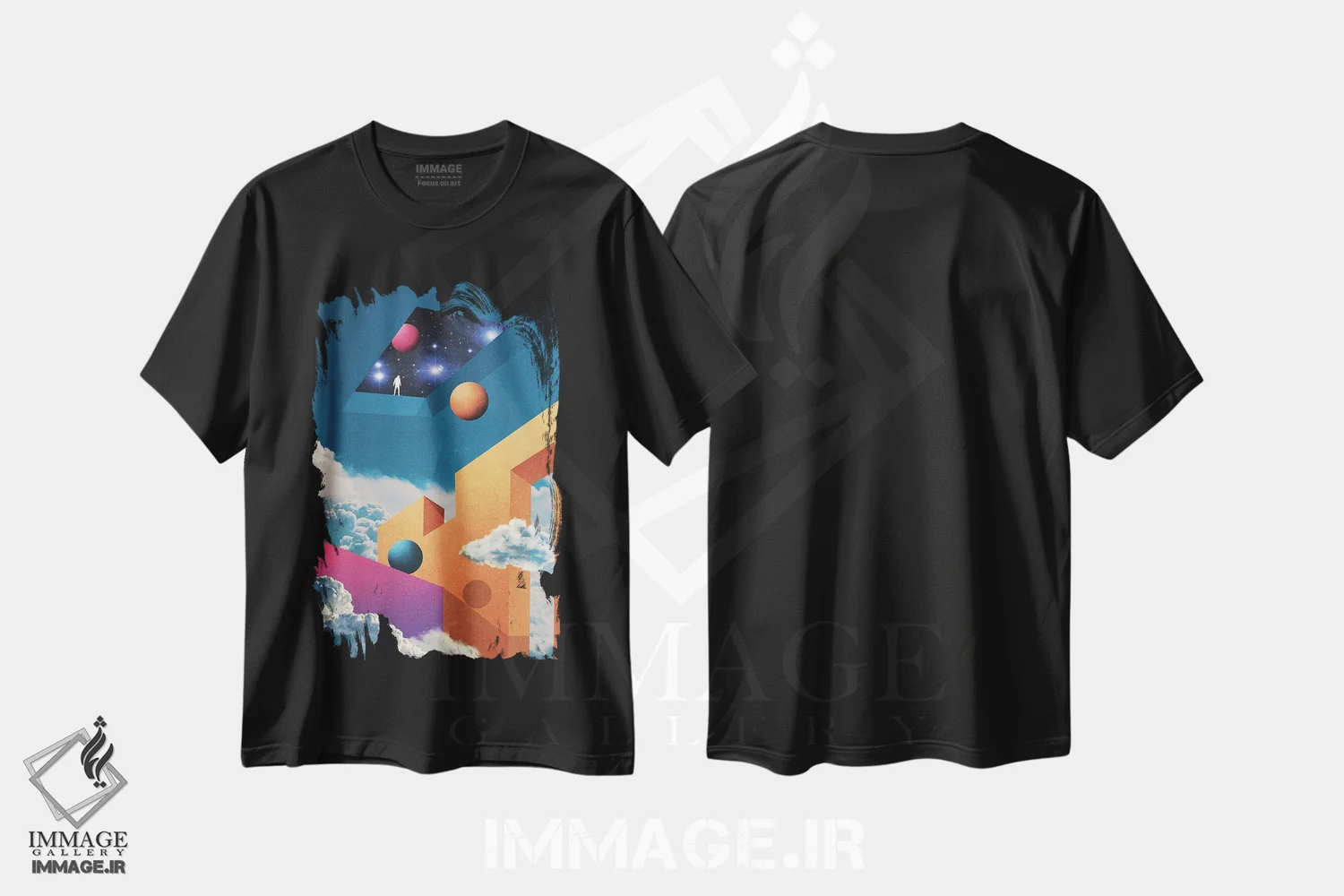 تیشرت مشکی طرح دار – تیشرت فانتزی ,جهان موازی اثر نیبرا ویژوالز فروشگاه ایماژ