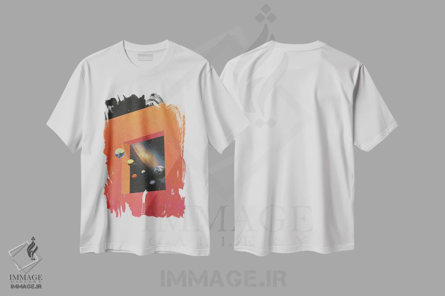 تیشرت سفید طرح دار – تیشرت فانتزی ,ناظر کهکشان اثر نیبرا ویژوالز فروشگاه ایماژ