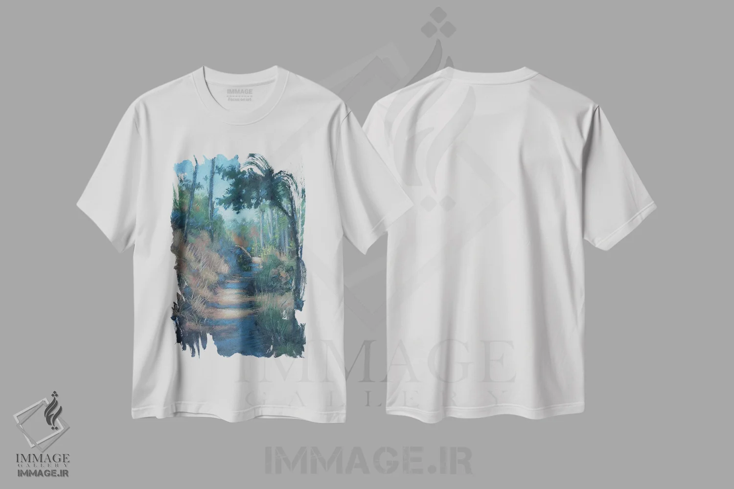 تیشرت سفید طرح دار – تیشرت طبیعت ,مسیر اثر ناتالی آیاس فروشگاه ایماژ