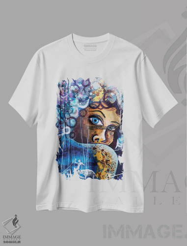 تیشرت سفید طرح دار – تیشرت هنری ,ملکه یخی اثر نیکول کولی فروشگاه ایماژ