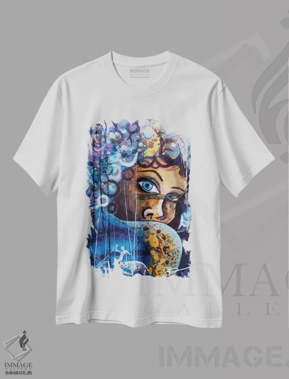 تیشرت سفید طرح دار – تیشرت هنری ,ملکه یخی اثر نیکول کولی فروشگاه ایماژ