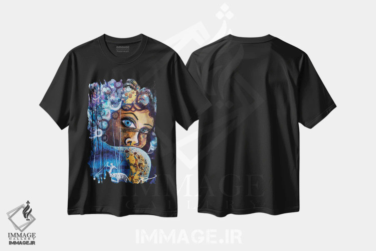 تیشرت مشکی طرح دار – تیشرت هنری ,ملکه یخی اثر نیکول کولی immage.ir