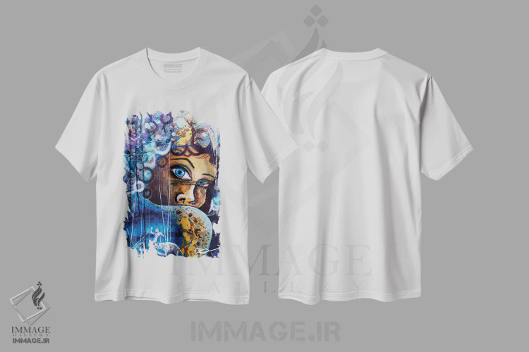 تیشرت سفید طرح دار – تیشرت هنری ,ملکه یخی اثر نیکول کولی فروشگاه ایماژ