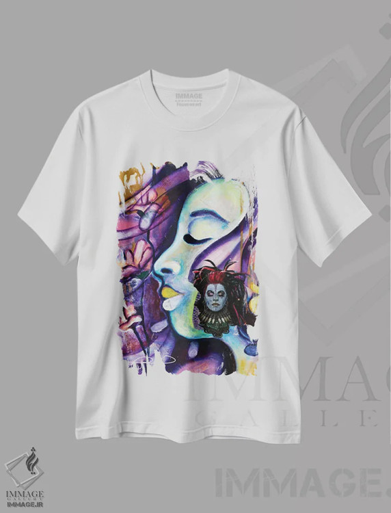 تیشرت سفید طرح دار – تیشرت هنری ,من زن هستم اثر نیکول کولی immage.ir