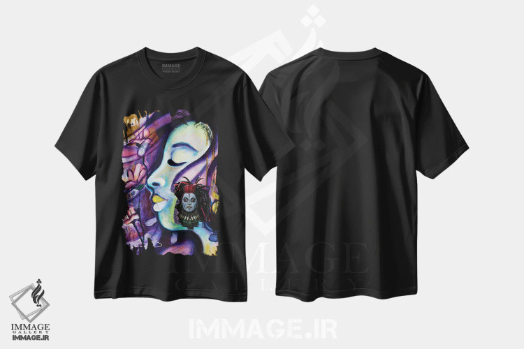 تیشرت مشکی طرح دار – تیشرت هنری ,من زن هستم اثر نیکول کولی فروشگاه ایماژ