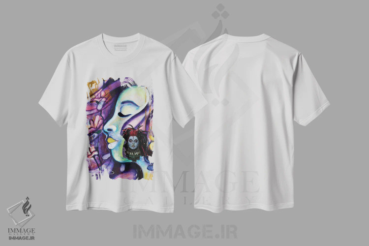 تیشرت سفید طرح دار – تیشرت هنری ,من زن هستم اثر نیکول کولی immage.ir