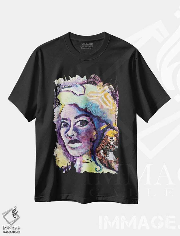 تیشرت مشکی طرح دار – تیشرت پرتره زنانه ,عشق به خود اثر نیکول کولی فروشگاه ایماژ
