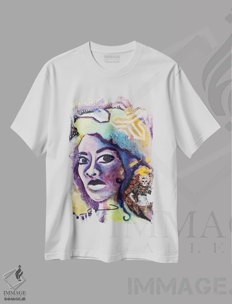 تیشرت سفید طرح دار – تیشرت پرتره زنانه ,عشق به خود اثر نیکول کولی immage.ir
