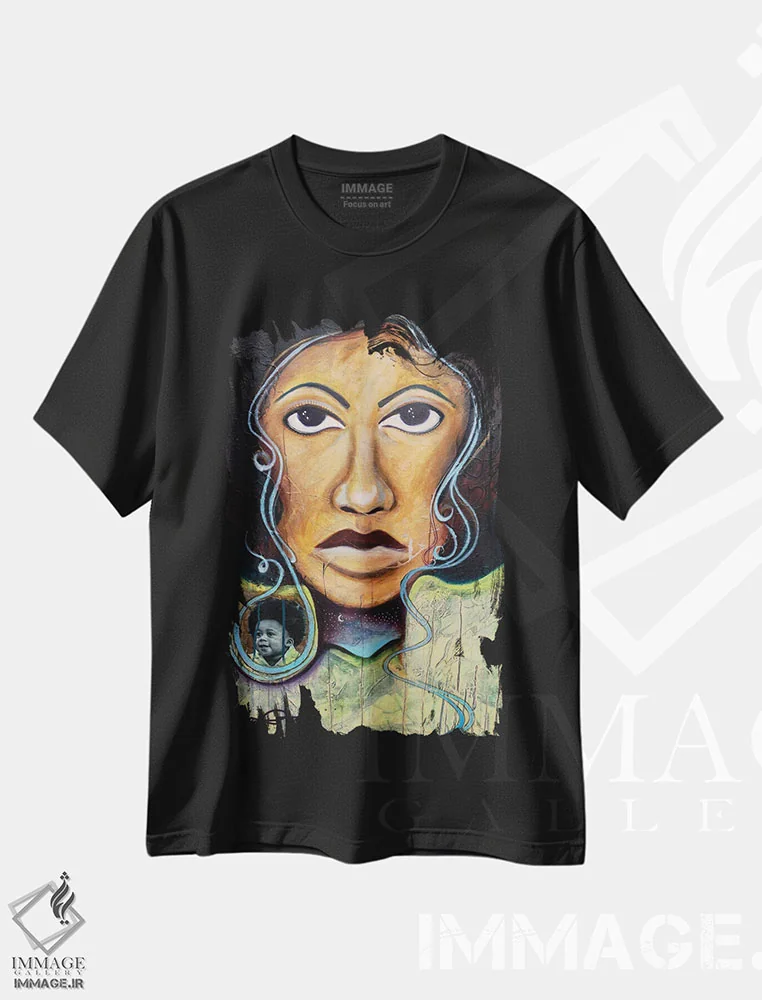تیشرت مشکی طرح دار – تیشرت طبیعت ,مادر طبیعت اثر نیکول کولی فروشگاه ایماژ