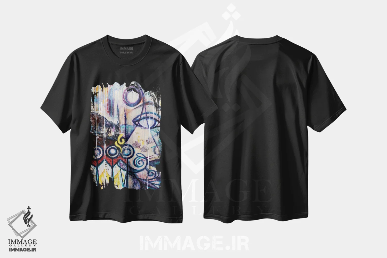 تیشرت مشکی طرح دار – تیشرت هنری ,نقاب من اثر نیکول کولی immage.ir
