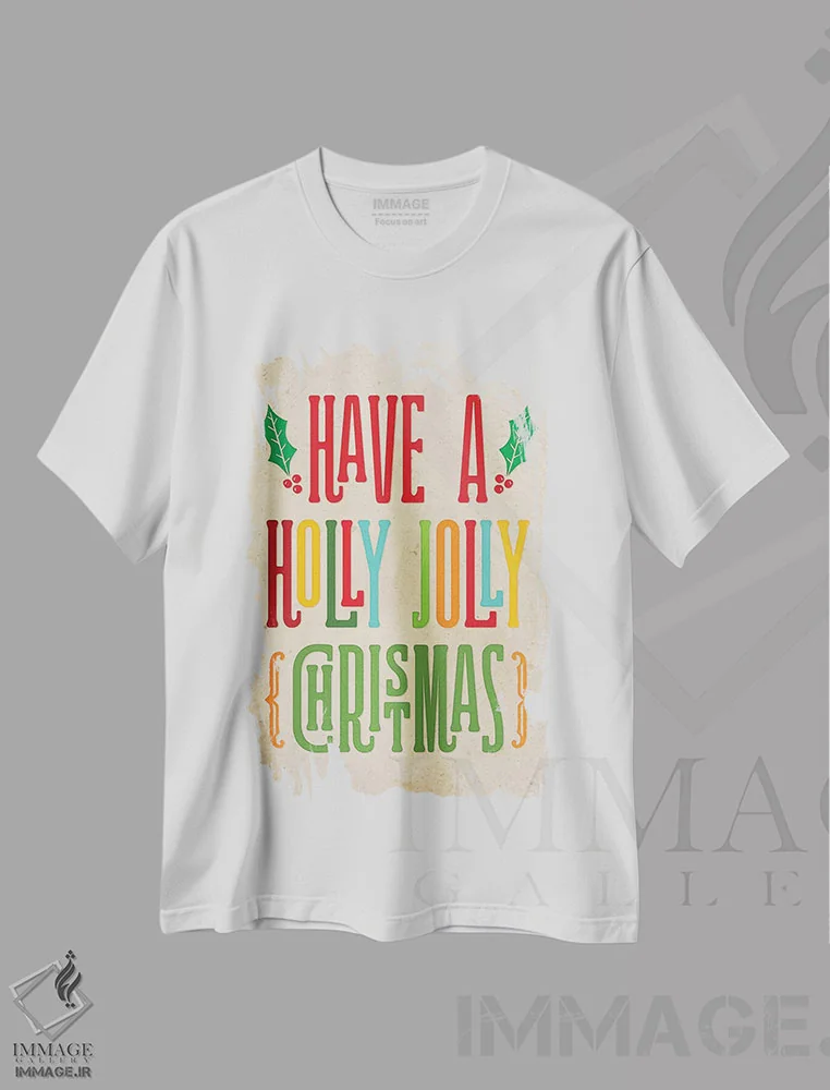 تیشرت سفید طرح دار – تیشرت کریسمسی ,کریسمس رنگارنگ I اثر نون دی دیزاین immage.ir