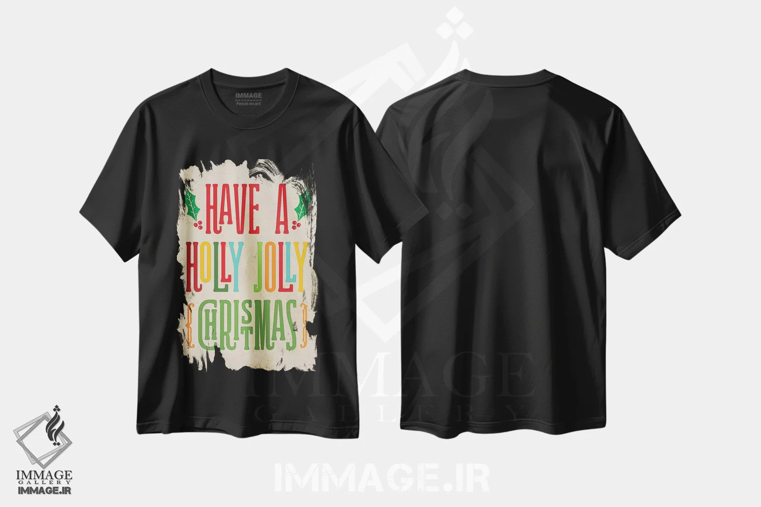 تیشرت مشکی طرح دار – تیشرت کریسمسی ,کریسمس رنگارنگ I اثر نون دی دیزاین فروشگاه ایماژ