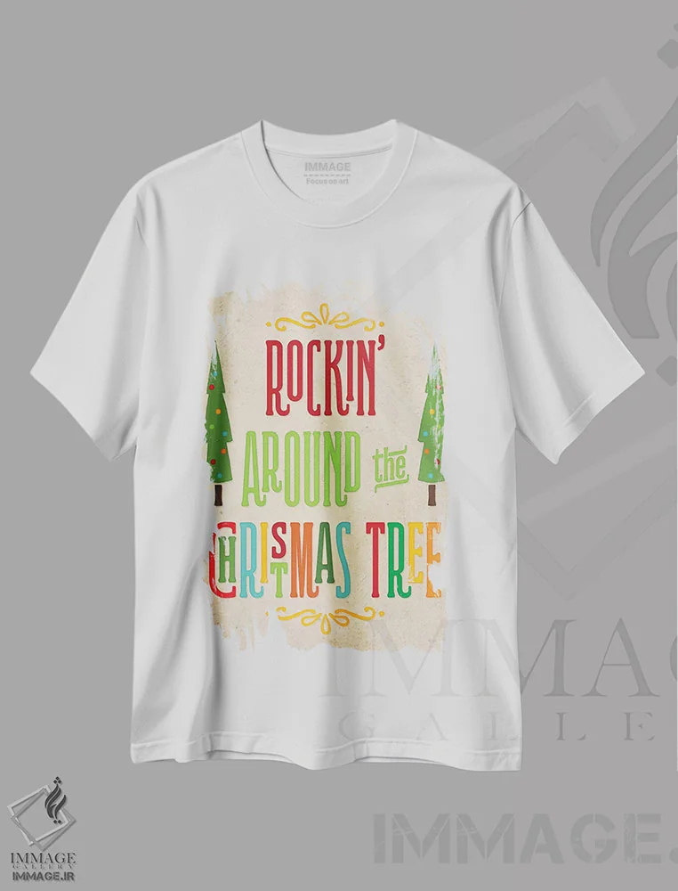 تیشرت سفید طرح دار – تیشرت کریسمسی ,کریسمس رنگارنگ III اثر نون دی دیزاین immage.ir