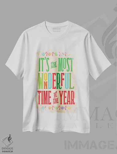 تیشرت سفید طرح دار – تیشرت الهام بخش ,کریسمس رنگارنگ II اثر نون دی دیزاین فروشگاه ایماژ
