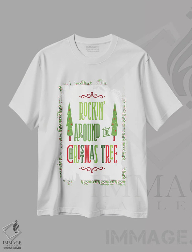 تیشرت سفید طرح دار – تیشرت کریسمسی ,کریسمس رنگارنگ با حاشیه II اثر نون دی دیزاین فروشگاه ایماژ