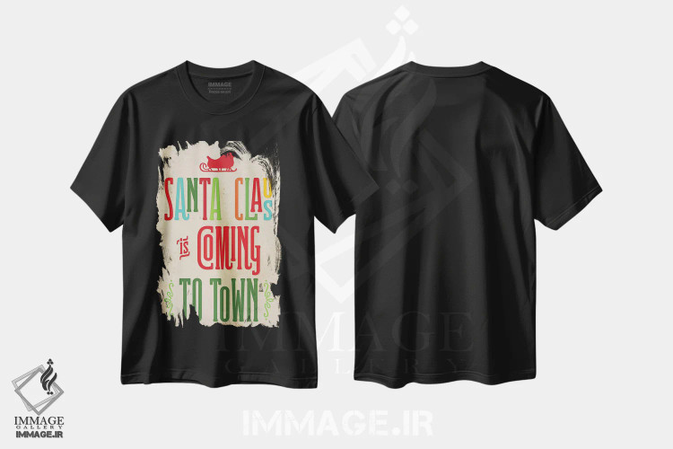 تیشرت مشکی طرح دار – تیشرت وینتیج کریسمس ,کریسمس رنگارنگ IV اثر نون دی دیزاین immage.ir