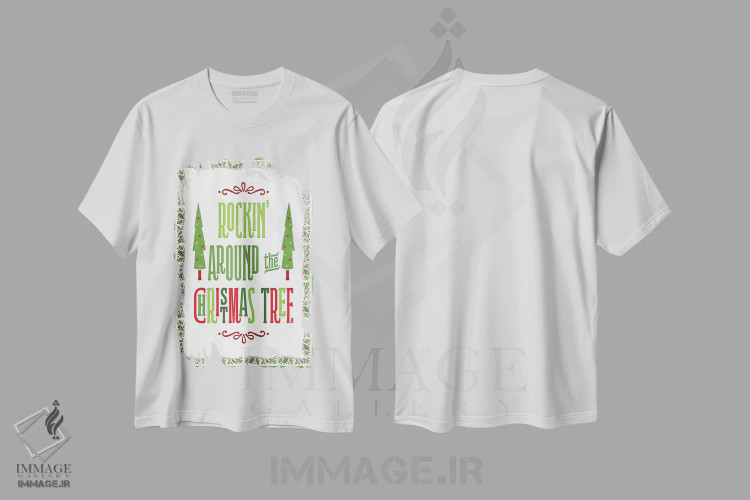تیشرت سفید طرح دار – تیشرت کریسمسی ,کریسمس رنگارنگ با حاشیه II اثر نون دی دیزاین فروشگاه ایماژ