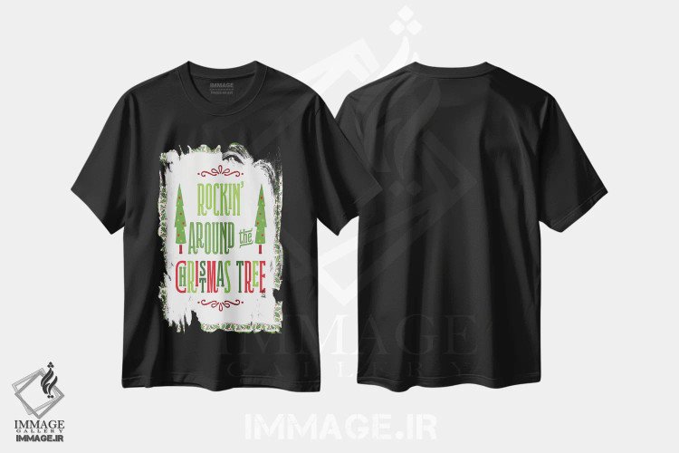 تیشرت مشکی طرح دار – تیشرت کریسمسی ,کریسمس رنگارنگ با حاشیه II اثر نون دی دیزاین immage.ir