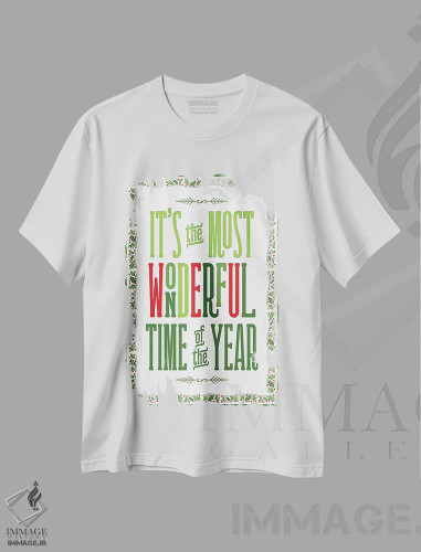 تیشرت سفید طرح دار – تیشرت کریسمس ,کریسمس رنگارنگ با حاشیه IV اثر نون دی دیزاین فروشگاه ایماژ