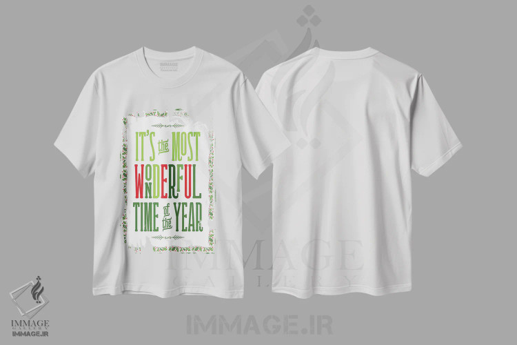 تیشرت سفید طرح دار – تیشرت کریسمس ,کریسمس رنگارنگ با حاشیه IV اثر نون دی دیزاین فروشگاه ایماژ