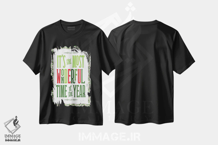 تیشرت مشکی طرح دار – تیشرت کریسمس ,کریسمس رنگارنگ با حاشیه IV اثر نون دی دیزاین immage.ir