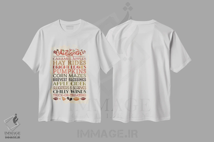 تیشرت سفید طرح دار – تیشرت فصلی ,نشانه های پاییز اثر نون دی دیزاین immage.ir