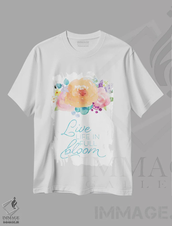 تیشرت سفید طرح دار – تیشرت گل دار انگیزشی ,گل ها در شکوفایی کامل II اثر نون دی دیزاین immage.ir