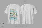 تیشرت سفید طرح دار – تیشرت هنری انتزاعی ,لایه های مرمر و عقیق معدنی با آبرنگ اثر نینولا دیزاین فروشگاه ایماژ