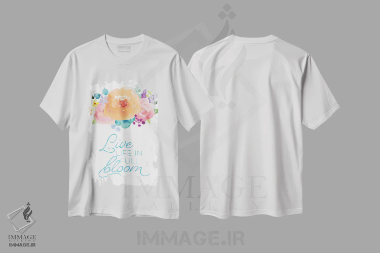 تیشرت سفید طرح دار – تیشرت گل دار انگیزشی ,گل ها در شکوفایی کامل II اثر نون دی دیزاین immage.ir