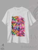 تیشرت سفید طرح دار – تیشرت فانتزی رنگی ,نقطه های آبرنگی همپوشان اثر نینولا دیزاین فروشگاه ایماژ