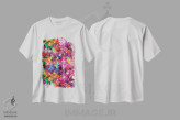تیشرت سفید طرح دار – تیشرت فانتزی رنگی ,نقطه های آبرنگی همپوشان اثر نینولا دیزاین فروشگاه ایماژ