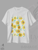 تیشرت سفید طرح دار – تیشرت طبیعت ,آفتابگردان های گل دار تابستانی و صمیمی اثر نینولا دیزاین immage.ir