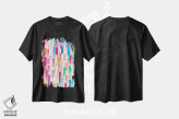 تیشرت مشکی طرح دار – تیشرت اسپرت ,ضربه قلم های رنگی چندرنگ اثر نینولا دیزاین immage.ir