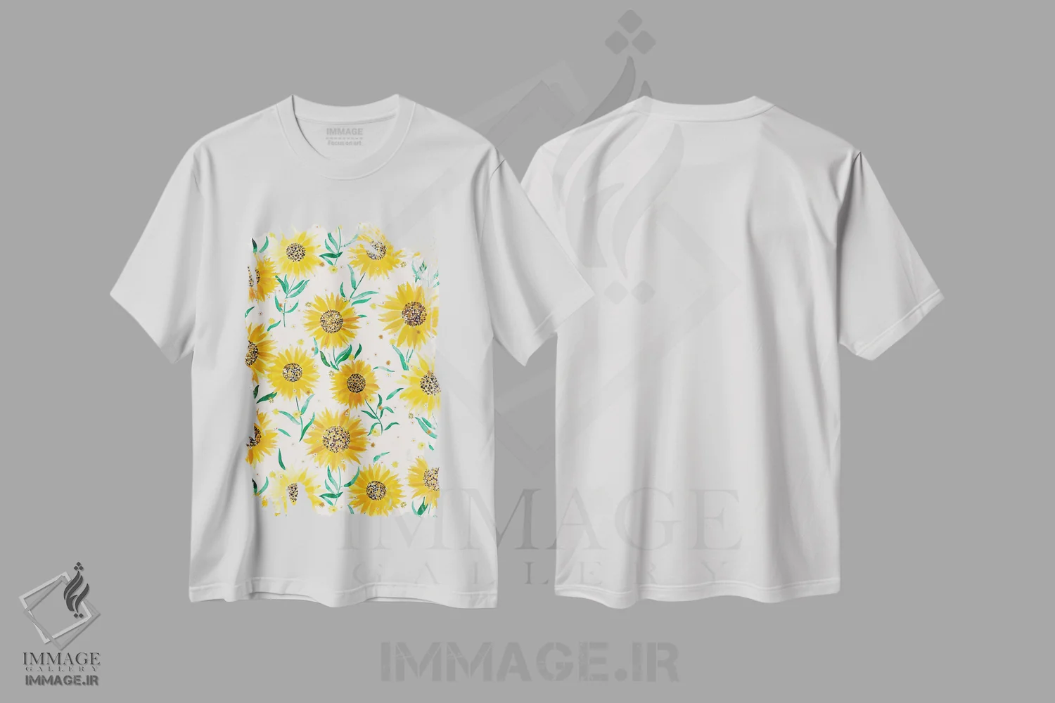 تیشرت سفید طرح دار – تیشرت طبیعت ,آفتابگردان های گل دار تابستانی و صمیمی اثر نینولا دیزاین immage.ir