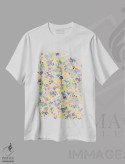 تیشرت سفید طرح دار – تیشرت گلدار ,گل های مرواریدی رنگ خردلی اثر نینولا دیزاین immage.ir
