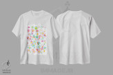 تیشرت سفید طرح دار – تیشرت گلدار ,مرواریدهای گلدار رنگی آبرنگی اثر نینولا دیزاین فروشگاه ایماژ