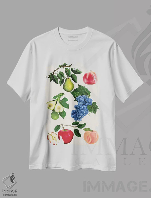 تیشرت سفید طرح دار مجموعه میوه ها یک، تزئینی اثر نائومی مک کاویت | فروشگاه ایماژ