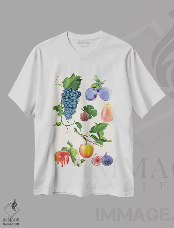 تیشرت سفید طرح دار مجموعه میوه ها دو، تزئینی اثر نائومی مک کاویت | immage.ir