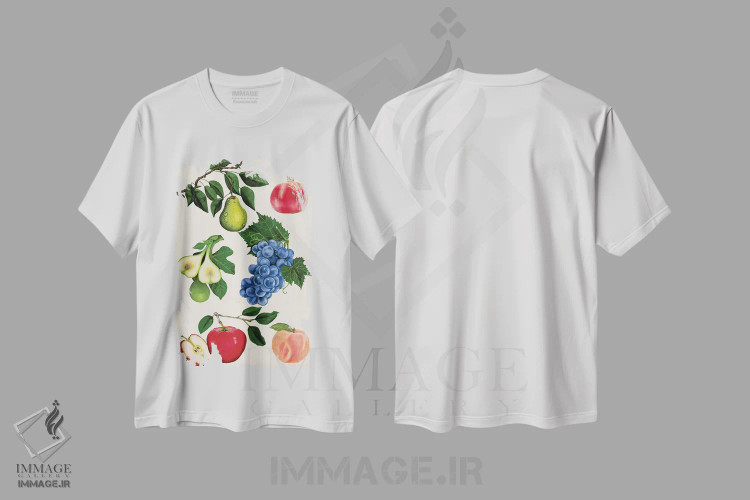 تیشرت سفید طرح دار مجموعه میوه ها یک، تزئینی اثر نائومی مک کاویت | فروشگاه ایماژ