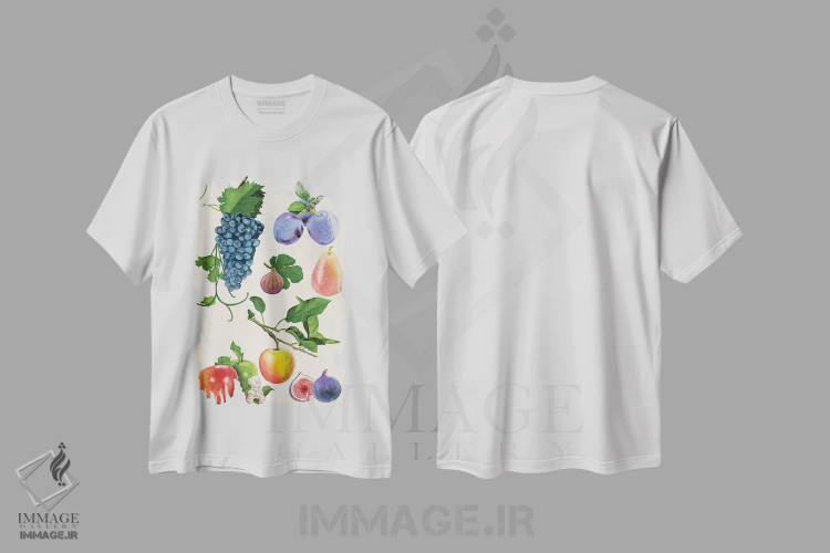 تیشرت سفید طرح دار مجموعه میوه ها دو، تزئینی اثر نائومی مک کاویت | immage.ir